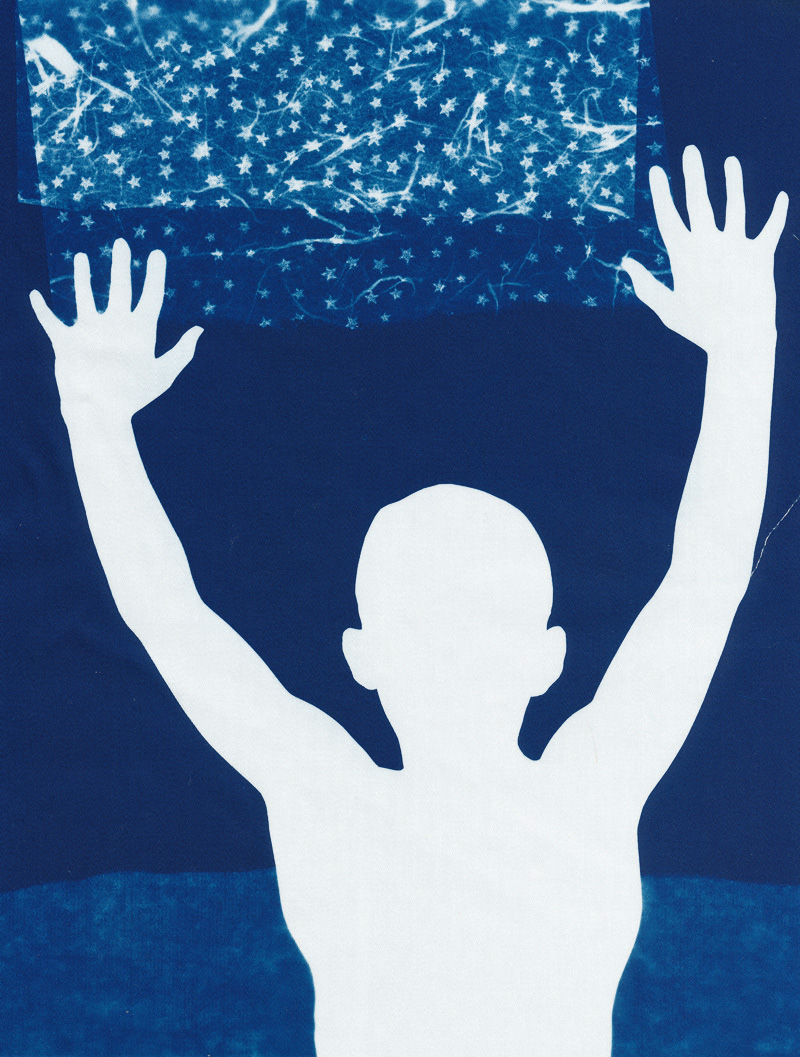 Reach for the Stars, cyanotype on cotton fabric, Mike Tedder